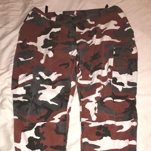 Red camo cargo pants